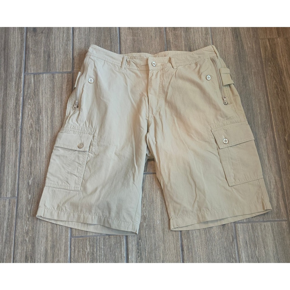 Clothing Arts Pick-Pocket Proof Travel Cargo Shorts Khaki Tan Mens 34 Nylon - Picture 2 of 7